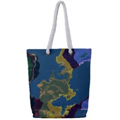 Map Geography World Full Print Rope Handle Tote (small) by HermanTelo