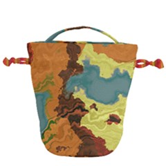 Map Geography World Yellow Drawstring Bucket Bag by HermanTelo