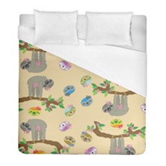 Sloth Neutral Color Cute Cartoon Duvet Cover (full/ Double Size) by HermanTelo