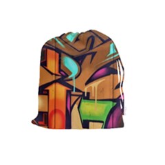 Graffiti Mural Street Art Wall Art Drawstring Pouch (large) by Pakrebo