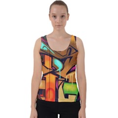 Graffiti Mural Street Art Wall Art Velvet Tank Top by Pakrebo