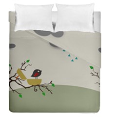 Birds Tree Animal Black Tree Duvet Cover Double Side (queen Size) by HermanTelo