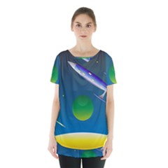 Rocket Spaceship Space Skirt Hem Sports Top by HermanTelo
