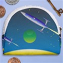 Rocket Spaceship Space Horseshoe Style Canvas Pouch View2