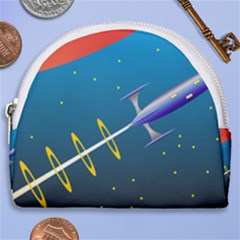 Rocket Spaceship Space Galaxy Horseshoe Style Canvas Pouch by HermanTelo
