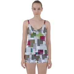 Wallpaper Texture Plaid Tie Front Two Piece Tankini by HermanTelo