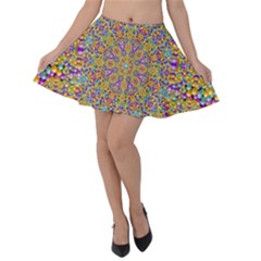 Pearl And Pearls And A Star Festive Velvet Skater Skirt by pepitasart