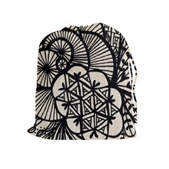 Background Abstract Beige Black Drawstring Pouch (xl) by Pakrebo