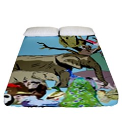 Zoo Animals Peacock Lion Hippo Fitted Sheet (king Size) by Pakrebo