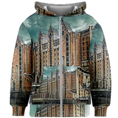 Architecture City Building Travel Kids  Zipper Hoodie Without Drawstring by Pakrebo