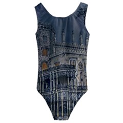 Castle Mansion Architecture House Kids  Cut-out Back One Piece Swimsuit by Pakrebo