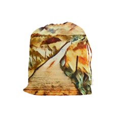 Painting Expressive Colors Texture Drawstring Pouch (large) by Pakrebo