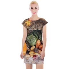 Pumpkin Vegetables Autumn Cap Sleeve Bodycon Dress by Pakrebo