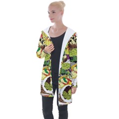 Eat Food Background Art Color Longline Hooded Cardigan by Pakrebo