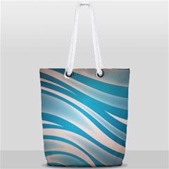 Background Abstract Blue Wavy Full Print Rope Handle Tote (small) by Pakrebo