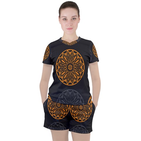 Background Design Pattern Tile Women s Tee And Shorts Set by Mariart
