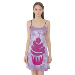 Cupcake Food Purple Dessert Baked Satin Night Slip by HermanTelo