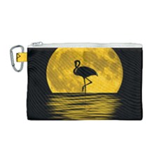 Moon Reflection Flamenco Animal Canvas Cosmetic Bag (medium) by HermanTelo