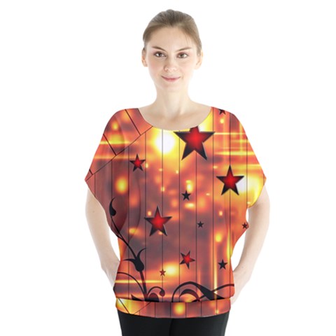 Star Radio Light Effects Magic Batwing Chiffon Blouse by HermanTelo