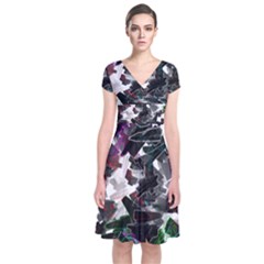 Abstract Science Fiction Short Sleeve Front Wrap Dress by HermanTelo