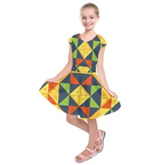 Background Geometric Color Plaid Kids  Short Sleeve Dress by Mariart
