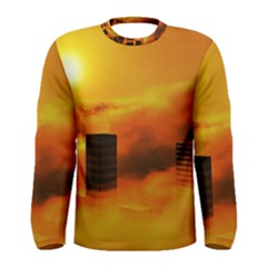 City Sun Clouds Smog Sky Yellow Men s Long Sleeve Tee by HermanTelo