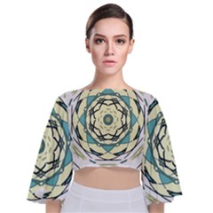 Circle Vector Background Abstract Tie Back Butterfly Sleeve Chiffon Top by HermanTelo