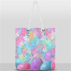 Eggs Happy Easter Rainbow Full Print Rope Handle Tote (large) by HermanTelo