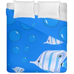 Fish School Bubbles Underwater Sea Duvet Cover Double Side (california King Size) by HermanTelo