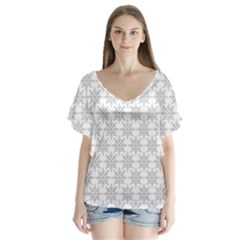 Ornamental Star Mandala V-neck Flutter Sleeve Top by HermanTelo
