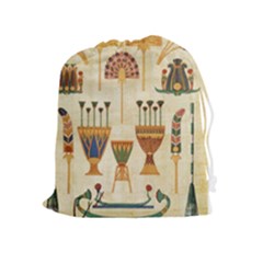 Egyptian Paper Papyrus Hieroglyphs Drawstring Pouch (xl) by Sapixe