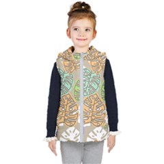 Pattern Leaves Banana Rainbow Kids  Hooded Puffer Vest by HermanTelo