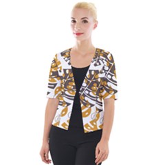 Pattern Leaves Cropped Button Cardigan by HermanTelo