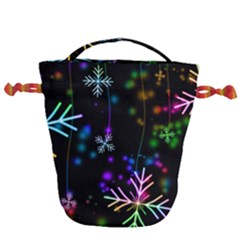 Snowflakes Drawstring Bucket Bag by HermanTelo