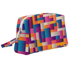 Abstract Geometry Blocks Wristlet Pouch Bag (large) by Bajindul