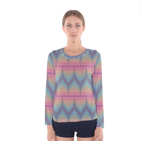 Pattern Background Texture Colorful Women s Long Sleeve Tee by Bajindul