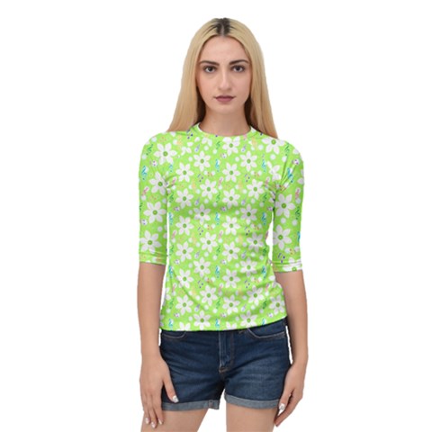 Zephyranthes Candida White Flowers Quarter Sleeve Raglan Tee by Bajindul
