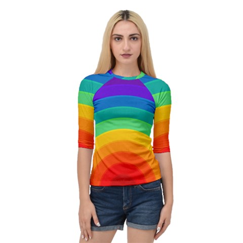 Rainbow Background Colorful Quarter Sleeve Raglan Tee by Bajindul