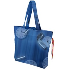 Time Clock Watch Hours Drawstring Tote Bag by Bajindul