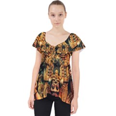Sculpture Art Temple Tower Lace Front Dolly Top by Pakrebo