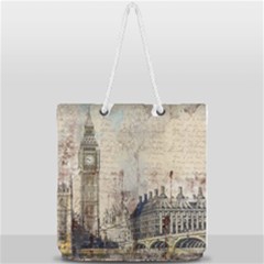 London Westminster Bridge Building Full Print Rope Handle Tote (large) by Pakrebo