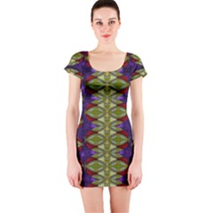 Divine Flowers Striving To Reach Universe Short Sleeve Bodycon Dress by pepitasart