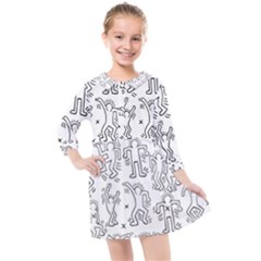 Doodle Pattern Kids  Quarter Sleeve Shirt Dress by Valentinaart