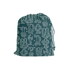 Doodle Pattern Drawstring Pouch (large) by Valentinaart