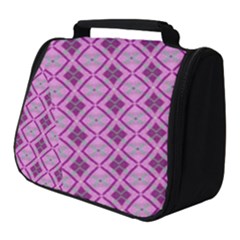 Argyle Large Pink Pattern Full Print Travel Pouch (small) by BrightVibesDesign
