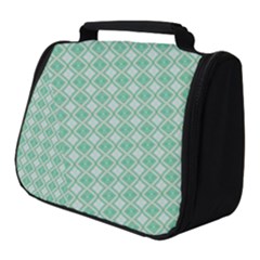 Argyle Light Green Pattern Full Print Travel Pouch (small) by BrightVibesDesign