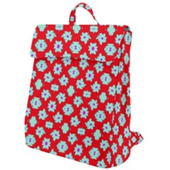 Modern Turquoise Flowers  On Red Flap Top Backpack by BrightVibesDesign