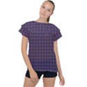 Argyle Dark Pink Black Pattern Ruffle Collar Chiffon Blouse View1