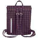 Argyle Dark Purple Yellow Pattern Flap Top Backpack View3