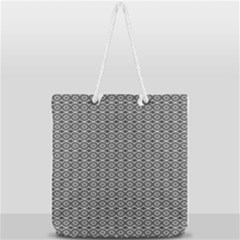 Ornate Oval Pattern Grey Black White Full Print Rope Handle Tote (large) by BrightVibesDesign